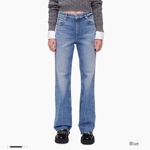 Maje NWT Pamorgos High-Rise Distressed Stretch Wide-Leg Jeans Size FR 36